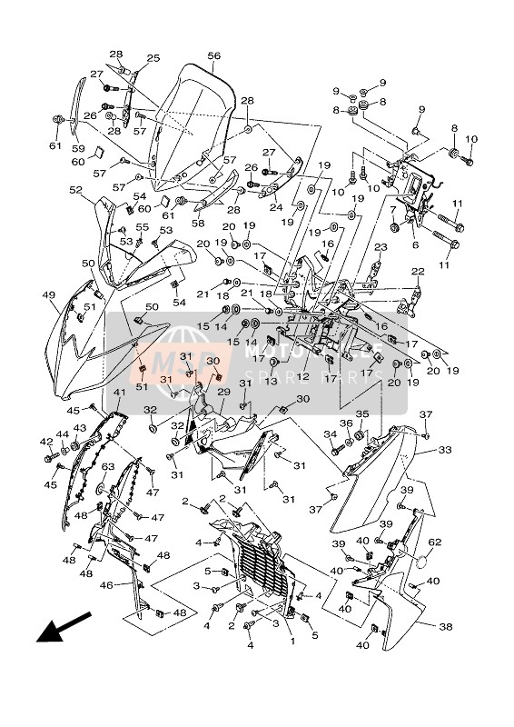 901100633500, Bolt, Hexagon Houder Hoofd, Yamaha, 0